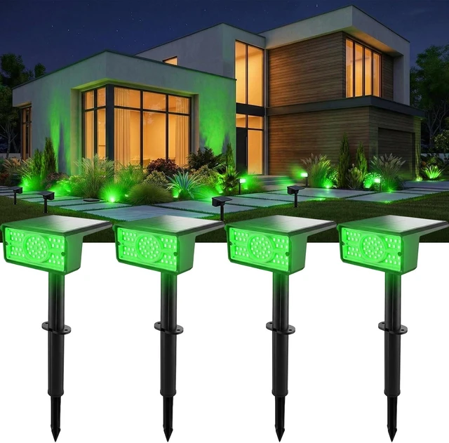 Main image of 4 Pack Green Waterproof Solar Spot Lights Outdoor
