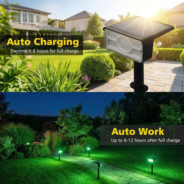 Alt view image 3 of 7 - 4 Pack Green Waterproof Solar Spot Lights Outdoor