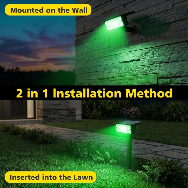 Alt view image 4 of 7 - 4 Pack Green Waterproof Solar Spot Lights Outdoor