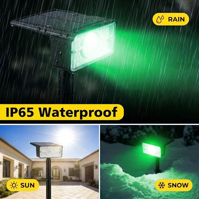 Alt view image 5 of 7 - 4 Pack Green Waterproof Solar Spot Lights Outdoor