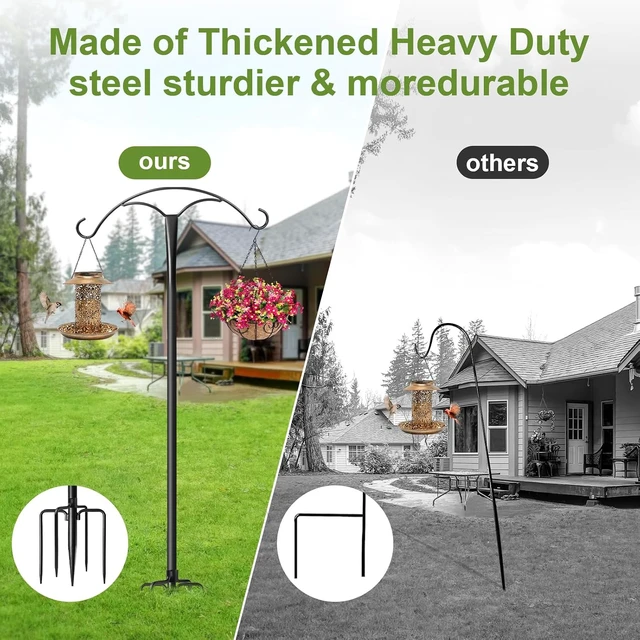 Alt view image 6 of 7 - 2 Pack 85 Inch Heavy Duty Shepherds Hooks with 5 Prong Base Adjustable Outdoor Hanger for Plants, Feeders, Lanterns & Wedding Decor