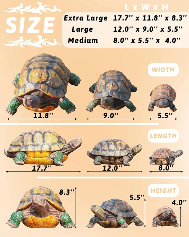 Alt view image 2 of 7 - Resin Tortoise Turtle Statue Indoor/Outdoor Garden Sculpture & Yard Lawn Ornament, Home Decor (Large)