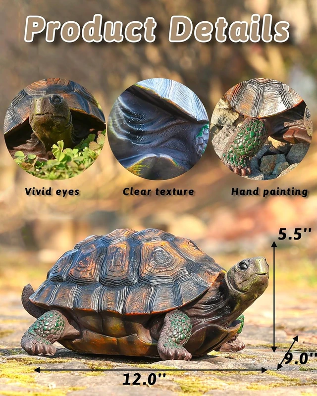 Alt view image 3 of 7 - Resin Tortoise Turtle Statue Indoor/Outdoor Garden Sculpture & Yard Lawn Ornament, Home Decor (Large)