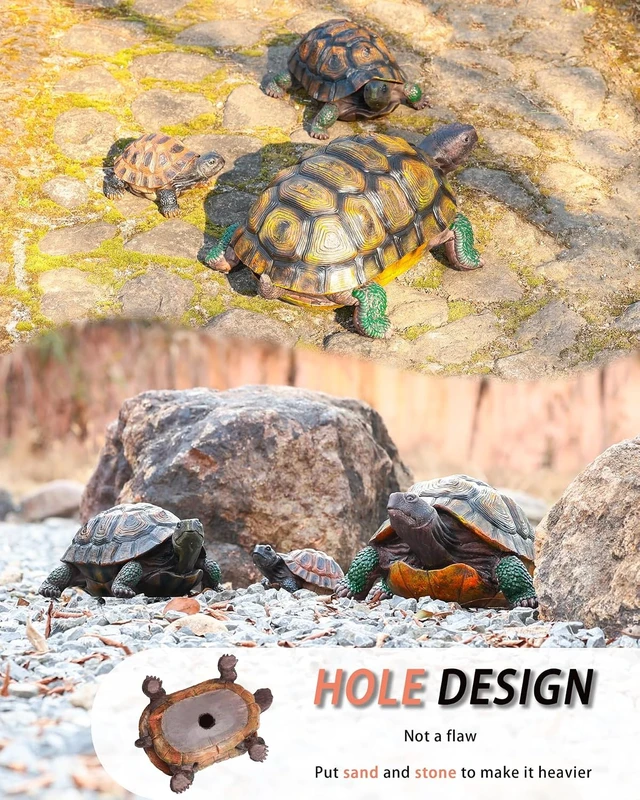 Alt view image 6 of 7 - Resin Tortoise Turtle Statue Indoor/Outdoor Garden Sculpture & Yard Lawn Ornament, Home Decor (Large)