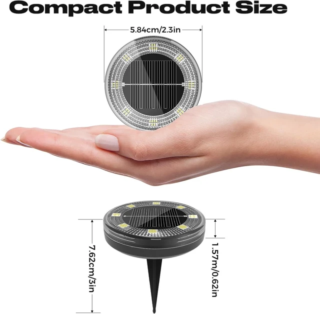 Alt view image 2 of 7 - 30 Pack Mini Solar Ground Lights 2.3 Inch Flat Waterproof Solar Disc Lights for Outdoor Pathway, Garden, Yard, Lawn & Walkway, Cool White