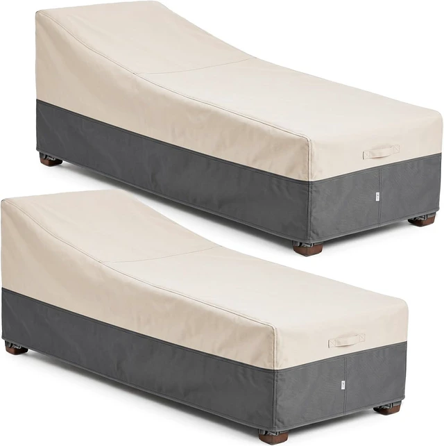 Main image of 2 Pack Extra Heavy Duty Waterproof Patio Chaise Lounge Cover Outdoor Pool Lounger & Furniture Cover, 84" x 32" x 32" H