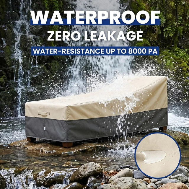 Alt view image 3 of 7 - 2 Pack Extra Heavy Duty Waterproof Patio Chaise Lounge Cover Outdoor Pool Lounger & Furniture Cover, 84" x 32" x 32" H