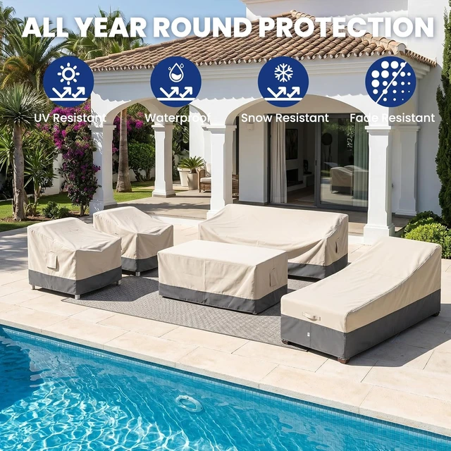 Alt view image 7 of 7 - 2 Pack Extra Heavy Duty Waterproof Patio Chaise Lounge Cover Outdoor Pool Lounger & Furniture Cover, 84" x 32" x 32" H