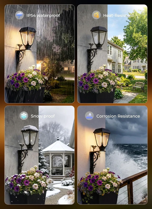 Alt view image 6 of 7 - 2 Pack 2-in-1 Solar Lamp Post with Planter 8" Outdoor Flower Pots