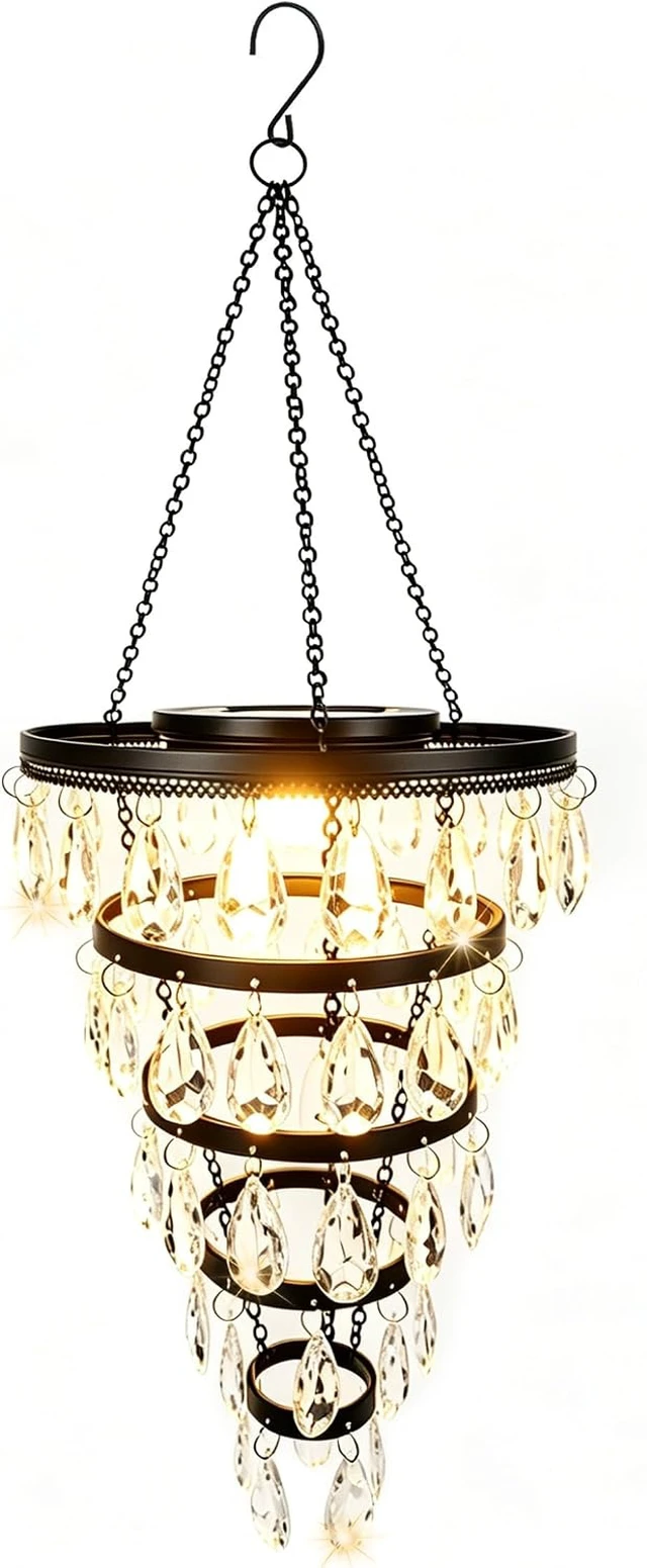 Alt view image 2 of 7 - Waterproof Hanging Solar Chandelier Light Outdoor