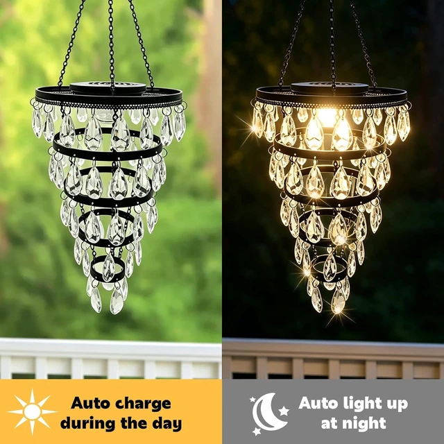 Alt view image 4 of 7 - Waterproof Hanging Solar Chandelier Light Outdoor