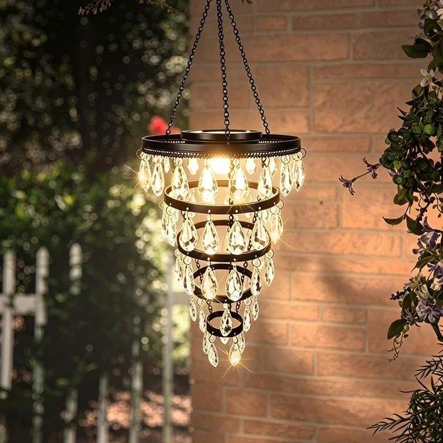 Alt view image 7 of 7 - Waterproof Hanging Solar Chandelier Light Outdoor