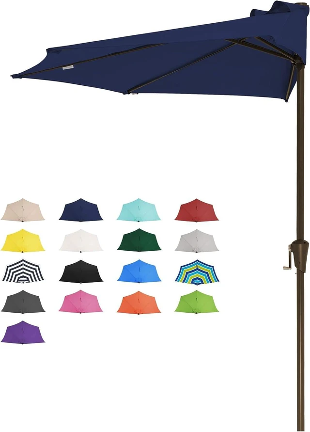 Main image of 9 Ft Navy Half Outdoor Patio Umbrella w/Crank