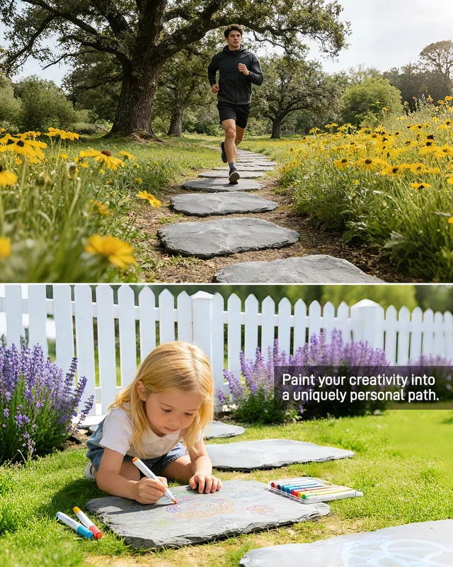 Alt view image 5 of 6 - 2 Pcs Irregular Natural Stepping Stones, 12''×16'' Outdoor Walkway Paving Stones for Lawn, Yard & Patio Landscaping Decor