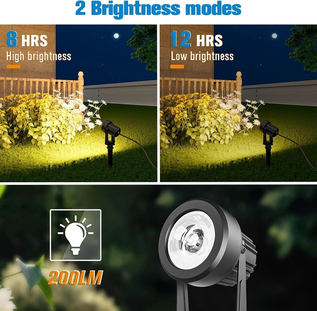 Alt view image 4 of 7 - 4-in-1 Dusk to Dawn Solar Spot Lights IP65 Waterproof Landscape Uplights with 9.8 Ft Cable for Yard, Pathway, Garden & Tree (Warm White)