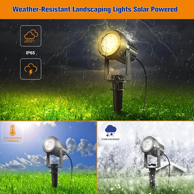 Alt view image 6 of 7 - 4-in-1 Dusk to Dawn Solar Spot Lights IP65 Waterproof Landscape Uplights with 9.8 Ft Cable for Yard, Pathway, Garden & Tree (Warm White)
