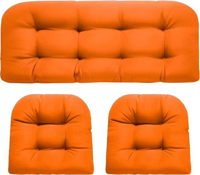 Main image of 3 Pcs Waterproof Wicker Outdoor Chair Cushion Set, Orange
