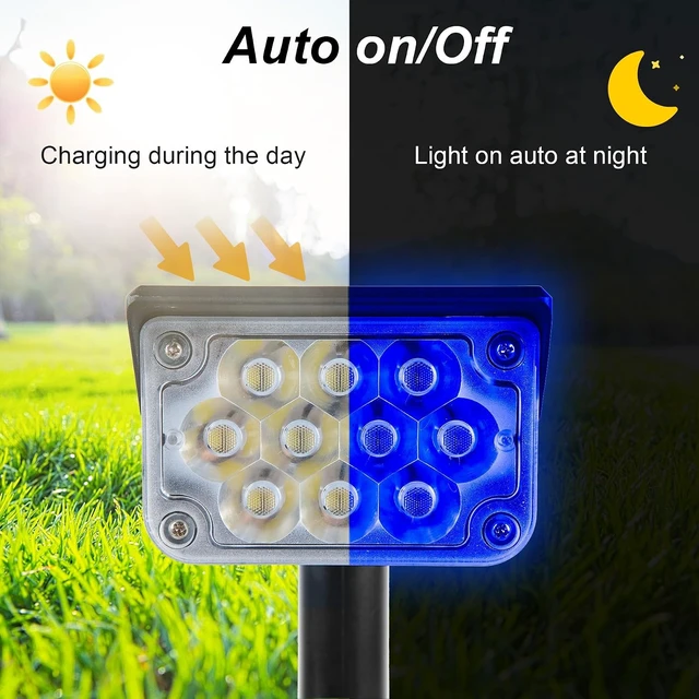 Alt view image 3 of 7 - 4 Pack Blue Halloween Solar Spot Lights IP65 Waterproof 20 LED Landscape Spotlights for Garden, Path, Yard & Christmas Decor