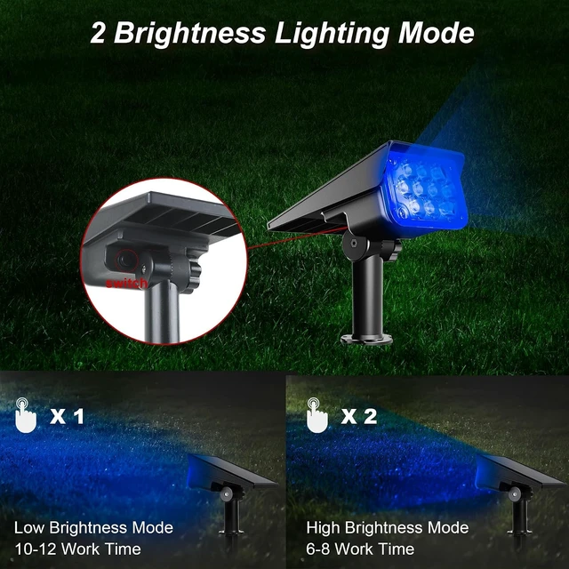 Alt view image 4 of 7 - 4 Pack Blue Halloween Solar Spot Lights IP65 Waterproof 20 LED Landscape Spotlights for Garden, Path, Yard & Christmas Decor