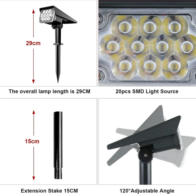Alt view image 5 of 7 - 4 Pack Blue Halloween Solar Spot Lights IP65 Waterproof 20 LED Landscape Spotlights for Garden, Path, Yard & Christmas Decor