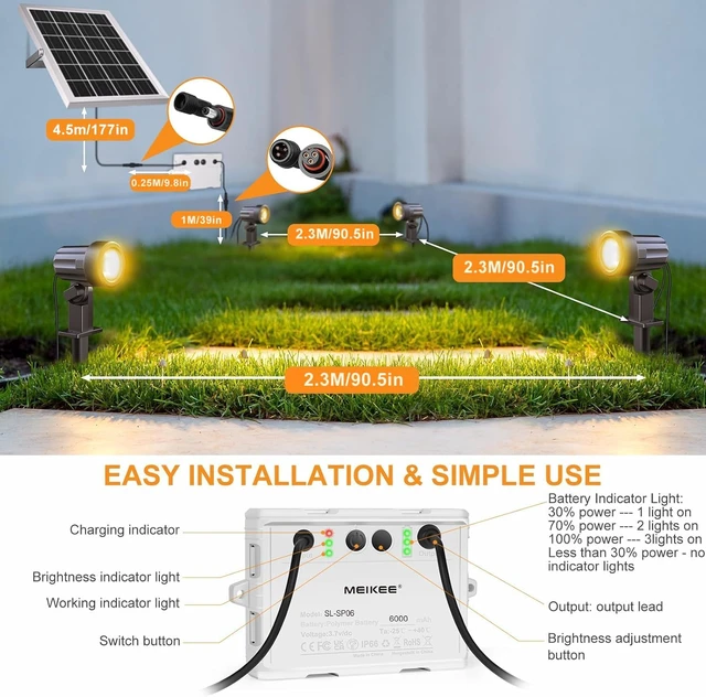 Alt view image 6 of 7 - 6-in-1 Solar Landscape Spotlights 6W/6V Outdoor Solar Lights