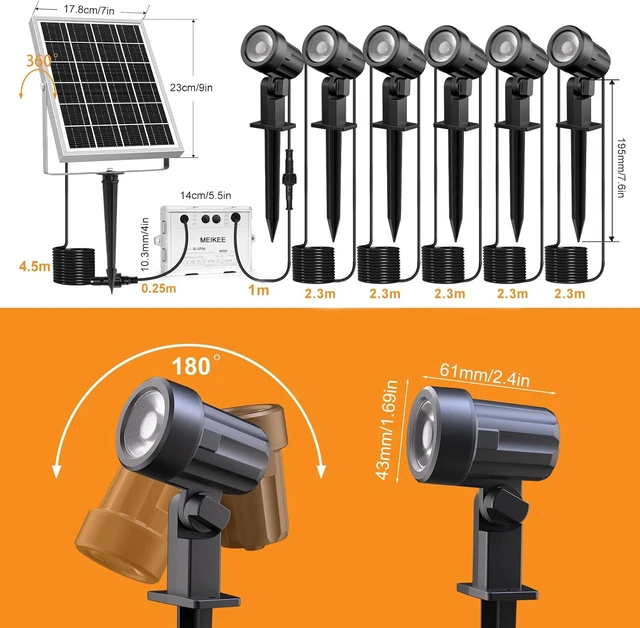 Alt view image 7 of 7 - 6-in-1 Solar Landscape Spotlights 6W/6V Outdoor Solar Lights