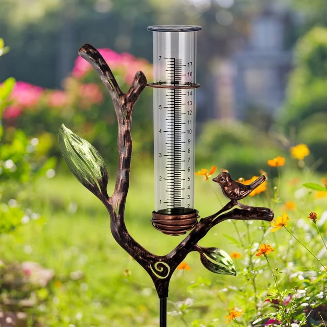 Alt view image 2 of 7 - Metal Outdoor Rain Gauge with Stake