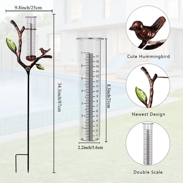 Alt view image 3 of 7 - Metal Outdoor Rain Gauge with Stake