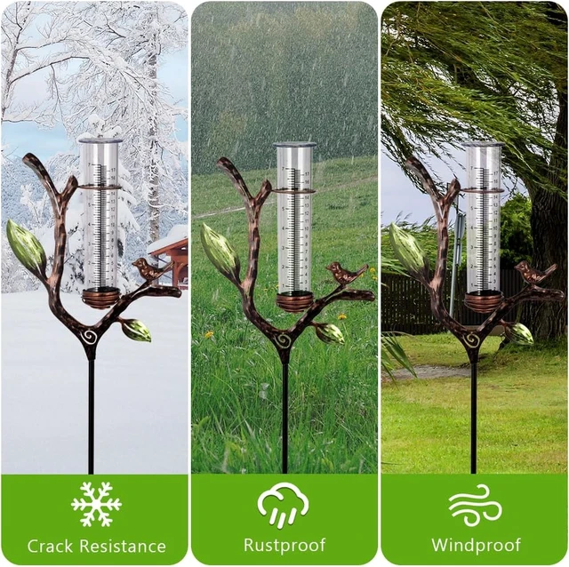 Alt view image 4 of 7 - Metal Outdoor Rain Gauge with Stake