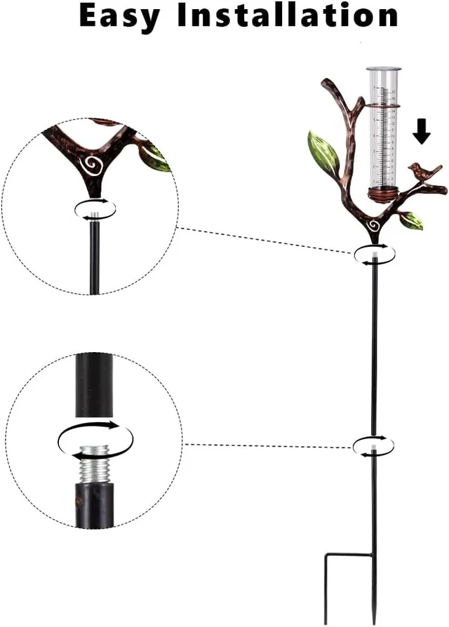 Alt view image 5 of 7 - Metal Outdoor Rain Gauge with Stake