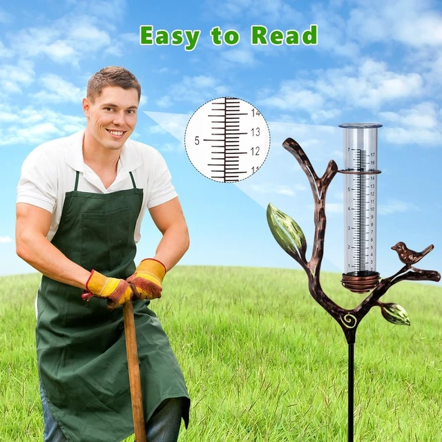 Alt view image 7 of 7 - Metal Outdoor Rain Gauge with Stake