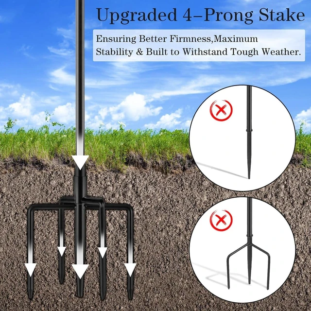Alt view image 4 of 7 - 6 Pack 62 Inch Metal Citronella Garden Torches with 4-Prong Grounded Stake 16 Oz Outdoor Torches for Yard, Party, Patio & Pathway