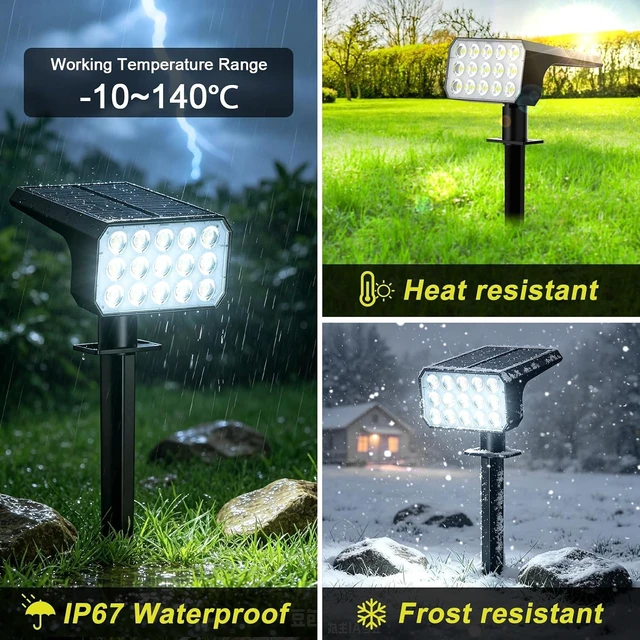 Alt view image 6 of 7 - 6 Pack Multicolor Solar Spot Lights 15 LED RGB Landscape Spotlights with 4 Modes, Auto On/Off & IP67 Waterproof for Garden & Walkway