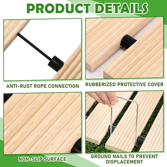 Alt view image 2 of 6 - 24 Ft Roll-Out Wooden Garden Pathway Natural Outdoor Walkway