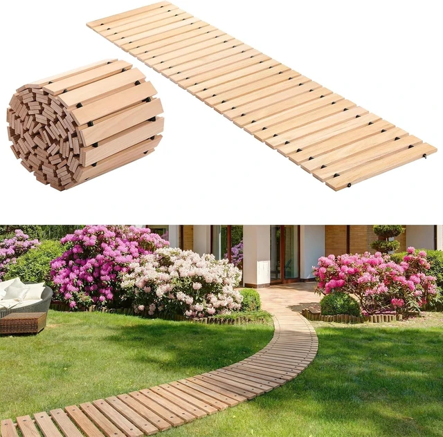 Main image of 24 Ft Roll-Out Wooden Garden Pathway Natural Outdoor Walkway