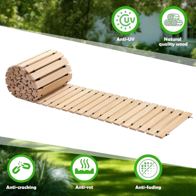 Alt view image 4 of 6 - 24 Ft Roll-Out Wooden Garden Pathway Natural Outdoor Walkway