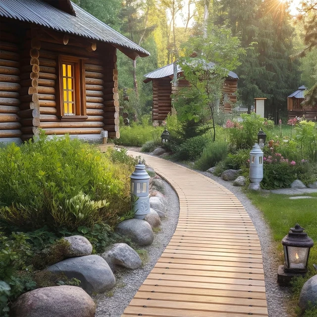 Alt view image 5 of 6 - 24 Ft Roll-Out Wooden Garden Pathway Natural Outdoor Walkway