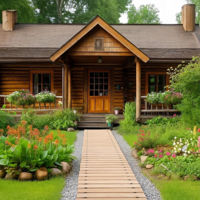 Alt view image 6 of 6 - 24 Ft Roll-Out Wooden Garden Pathway Natural Outdoor Walkway