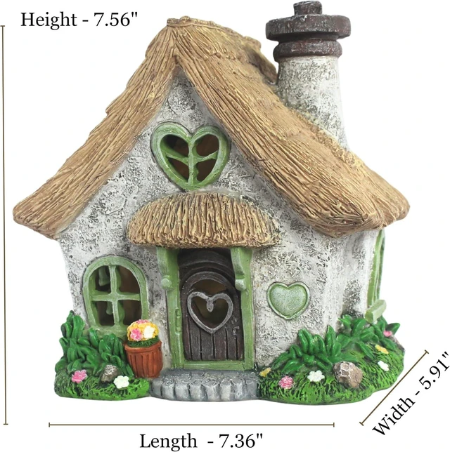 Alt view image 5 of 7 - 7.56" High Green Solar Fairy House for Outdoors