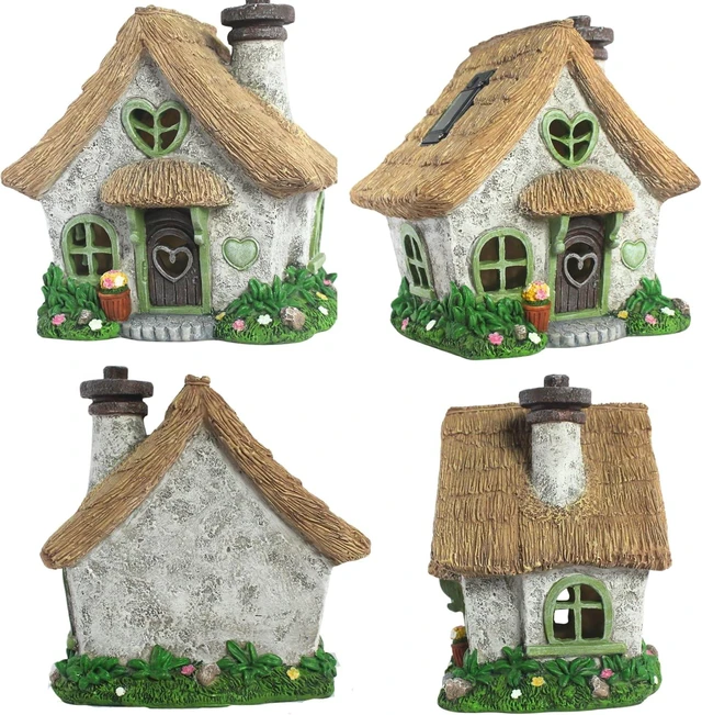 Alt view image 6 of 7 - 7.56" High Green Solar Fairy House for Outdoors