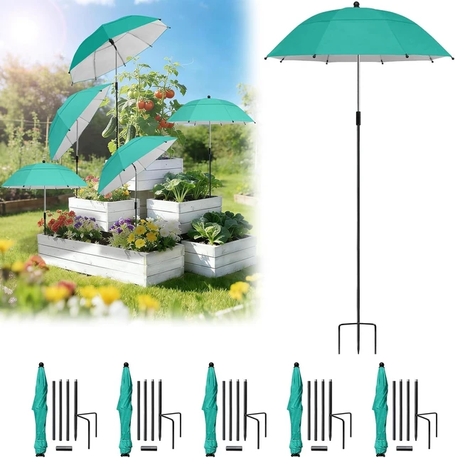 Main image of 5 Pack 360° Adjustable Plant Umbrellas 24 Large Sun Shade for Garden Beds & Potted Plants, 47.8" High Cover for Sun-Sensitive Plants