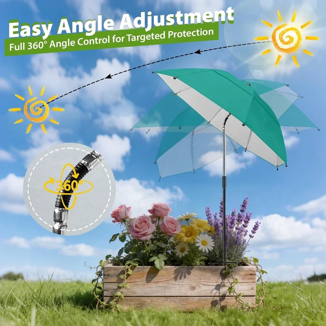 Alt view image 2 of 7 - 5 Pack 360° Adjustable Plant Umbrellas 24 Large Sun Shade for Garden Beds & Potted Plants, 47.8" High Cover for Sun-Sensitive Plants