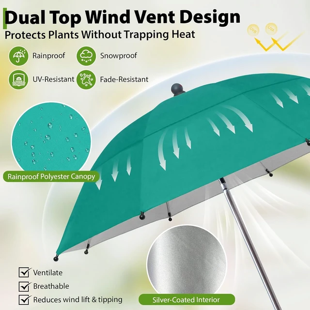 Alt view image 4 of 7 - 5 Pack 360° Adjustable Plant Umbrellas 24 Large Sun Shade for Garden Beds & Potted Plants, 47.8" High Cover for Sun-Sensitive Plants