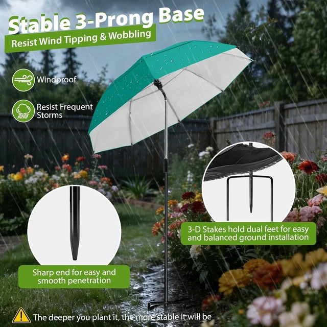Alt view image 5 of 7 - 5 Pack 360° Adjustable Plant Umbrellas 24 Large Sun Shade for Garden Beds & Potted Plants, 47.8" High Cover for Sun-Sensitive Plants