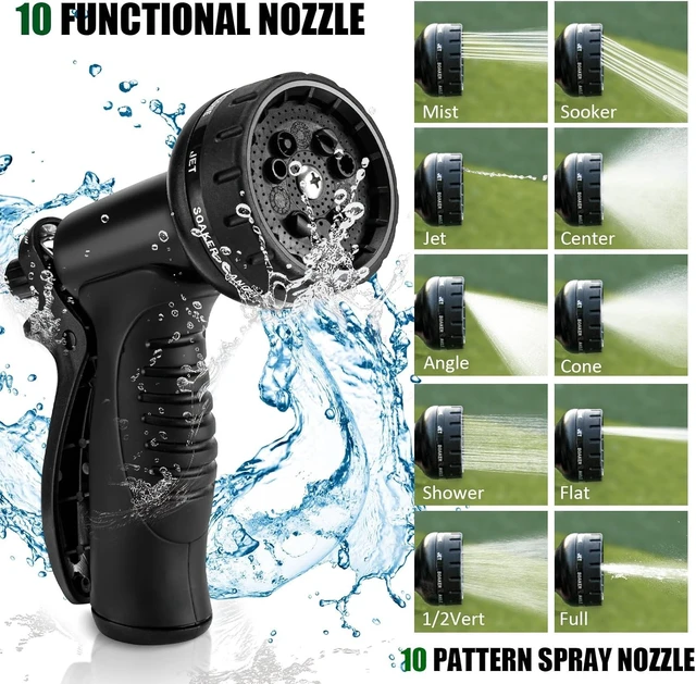 Alt view image 3 of 7 - 100 Ft Heavy Duty Metal Garden Hose with 10-Function Nozzle Flexible No-Kink, Pet-Proof & Puncture-Proof Stainless Steel Outdoor Water Hose