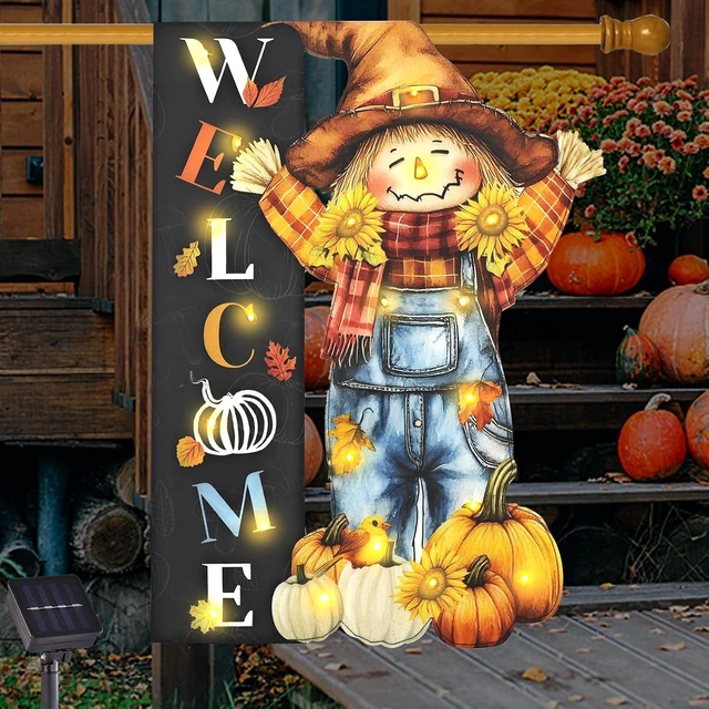 Main image of 28x40 In Thanksgiving Garden Flag Scarecrow Fall Porch Decor