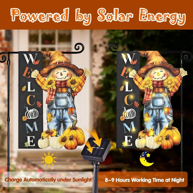 Alt view image 3 of 7 - 28x40 In Thanksgiving Garden Flag Scarecrow Fall Porch Decor