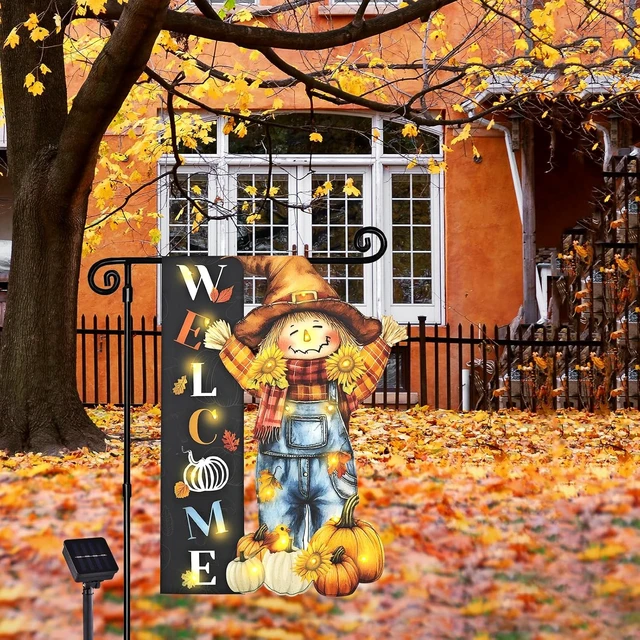 Alt view image 2 of 7 - 28x40 In Thanksgiving Garden Flag Scarecrow Fall Porch Decor