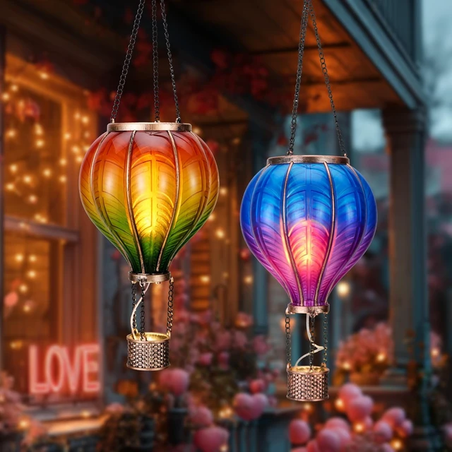 Alt view image 2 of 7 - 2 Pack 17.7 Inch Hot Air Balloon Solar Lanterns