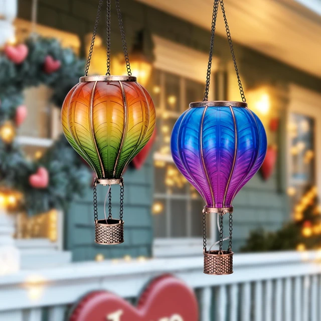 Alt view image 3 of 7 - 2 Pack 17.7 Inch Hot Air Balloon Solar Lanterns